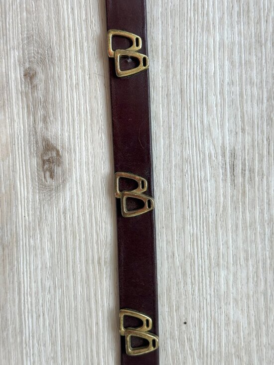 Vintage Brown Leather Belt Gold Western Boho One Inch Width Boho Size 30 main image 7